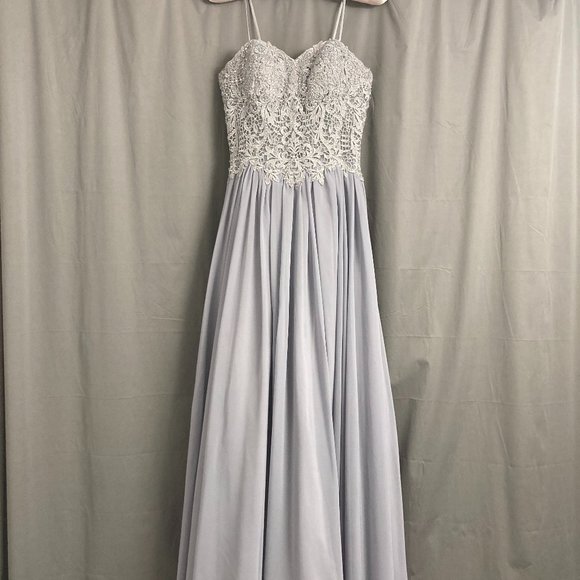Size 3 Purple/Grey long formal dress - Picture 1 of 5